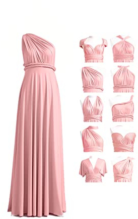 72STYLES Womens Infinity Dress with Bandeau, Convertible, Bridesmaid, Long, Plus Size, Multi-Way, Twist Wrap (Long Regular Size, Dusty Rose)