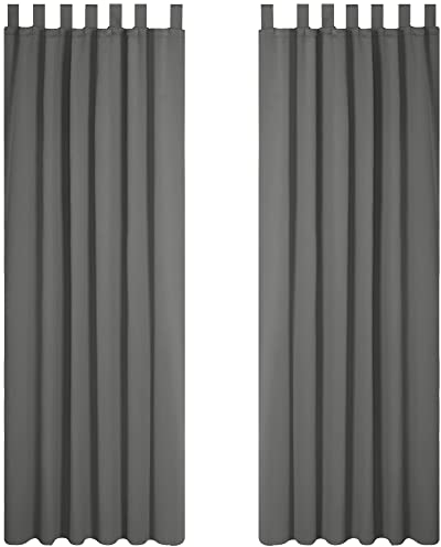 Deconovo Home Decorative Grey Curtains Thermal Insulated Blackout Curtains Tab Top Curtains for Bedroom Light Grey W55 x L79 Inch One Pair