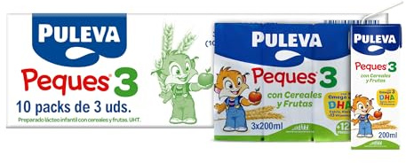 Puleva Peques 3 Cereales y Frutas Leche de Crecimiento +12 Meses Caja 10 Packs 3 x 200 ml