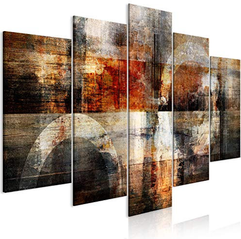 murando Cuadro Acústico Abstracto 100x50 cm espuma acústica absorbe el sonido aislamiento lienzo de 5 piezas Impresión Artística Decoración de Pared Geométrico Plantilla Marron Gris a-A-0697-b-m