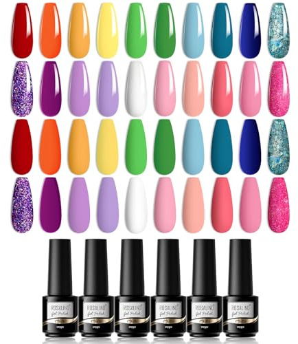 ROSALIND Esmaltes Semipermanentes Para Uñas, 20 Colores Esmalte Semipermanente Azul Nude Morado Rojo Rosa Gel de Uñas Pintauñas Semipermanente, UV Set Manicura Semipermanente Gel Nail Polish