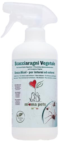 MAMA PETS Repellente Naturale 500ml per Ragni – Spray Disabituante Vegetale con Aloe Vera e Menta – Pronto all’Uso per Interni ed Esterni – Sicuro per Animali e Bambini
