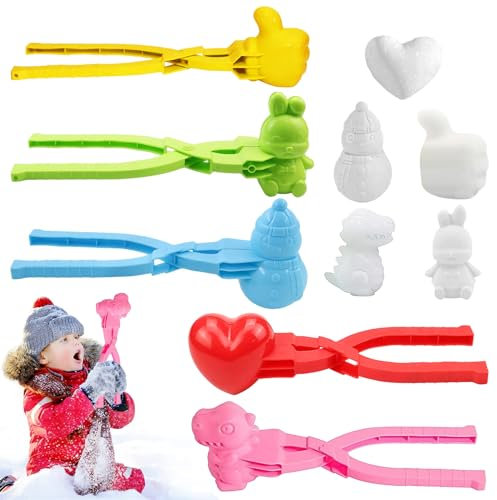 JOKILY 5 Stück Schneeball Former, Schneeball Clip, Winter Schneeball Maker, Kunststoff Sandball Maker, Winter Schneeball Form Spielzeug, Winter Outdoor Spielzeug für Schneeballschlacht Spiele (D)