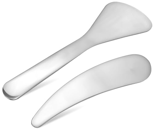 SOLUSTRE 4 Stück Edelstahl-Kosmetikspatel Metall-Make-Up-Spatel Augencreme- Schönheitsschaufel Gesichtscreme Maskenschaufel Werkzeug Für Creme Lippenbalsam Hautcreme