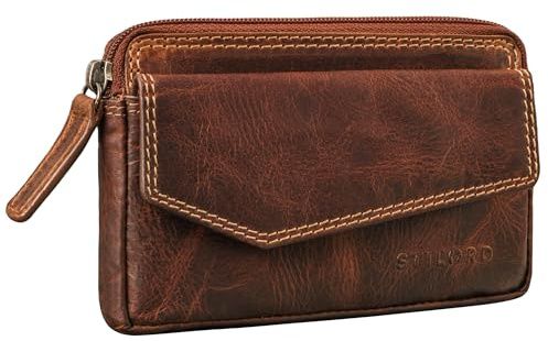 STILORD Cruz vintage nyckelväska läder nyckelfodral med RFID-kortfack äkta läder nyckelfodral nyckelfodral för bilnycklar och kreditkort, Salerno – brun, S, myntbörs