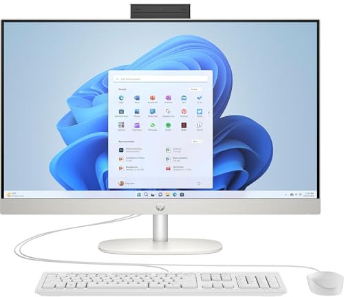 HP 27-cr0006sl All-in-One, Desktop, Intel Core i7-1355U, 16 GB DDR4-RAM, 1 TB SSD, Intel Iris Xe Grafik, Display mit 27 Zoll FHD IPS, Wi-Fi 6, integriertes Audio von 2 W, Windows 11, kein Touch, Weiß