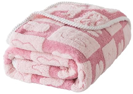 DJDEA Couverture Bebe Plaid Polaire Couverture Garçons et Filles Enfant à Motif De Lapin Mignon Cadeau Nouveau né, Cadeau Noel Enfant, Poussette, Taille75x100CM (Rose)