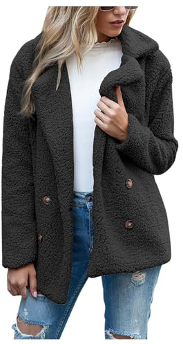 Générique Veste En Sherpa Solide Pulls Femme Avec Fermeture À Glissière Hiver Femme Manteau Femme Hiver Doudoune Chaude Matelassee Automne Hiver Sweat Femme Anorak Femme Hiver Capuche 2024 Noir XXL