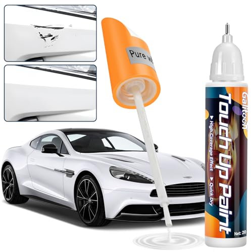 Galitoon Stylo de retouche peinture carrosserie, stylo peinture voiture, Stylo de retouche peinture voiture 2-en-1, pour réparer les petites rayures automobiles peinture voiture carrosserie (Blanc)