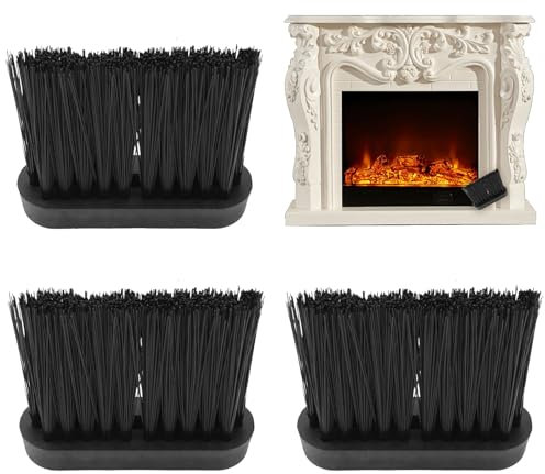 3 Stück Kaminbürsten,Kaminbesen,Kaminbesen Ersatzbürste,Ersatzbesen Für Kaminbesteck,Ersatzbürsten Für Kaminbesteck,Für Zuhause Und Kaminreinigung Feuerherd Kaminpflege (Schwarz)