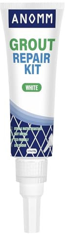 ANOMM Tile Grout Repair Kit, 120ml White Grout Reviver for Tiles, Fast Drying Filler for Restore & Renew Tile Joints, Grout Sealer for Kitchen, Bathroom, Shower Floor, Wall Lines
