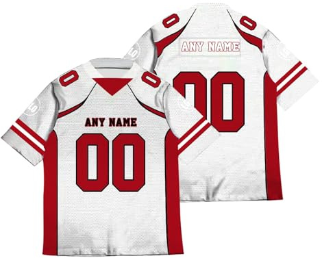 Personnalisé Sport Maillots de Football Américain avec Logo Nom et Numéro de l'équipe Personnalisable Jerseys pour Hommes Femmes Jeunes Préscolaires Manches Courtes à Séchage Rapide