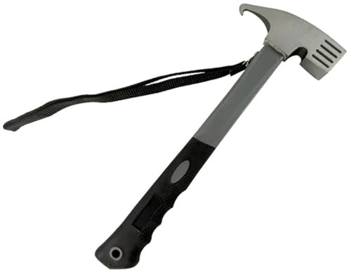 Yeqqzq Camping Hammer Tent Peg Puller, Heavy Duty with Tent Stake Remover, Carbon Steel Hook Angle Design Tent Pegs for Outdoor Camping Picnic (Grey)