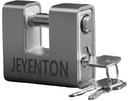 (2.91in) JEYENTON [Armoured] High Security Padlock-[Anti-Drill Cylinder]-Heavy Duty Lock for Outdoor Storage Shed,Door,Garden,Motorbike,Gate,Fence,Warehouse-0.67 Shackle Clearance-Silver(74mm)