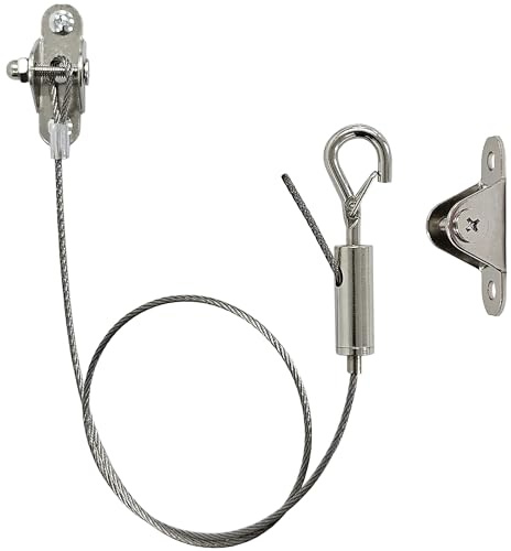 4 Sets Adjustable Hanging Wire Kit, Stainless Steel Multipurpose Suspension Wire Cable with Hook, Heavy Duty Anchor for Furniture, Light, Lamp, Picture, Mirror Secure to Wall or Ceiling, 60in