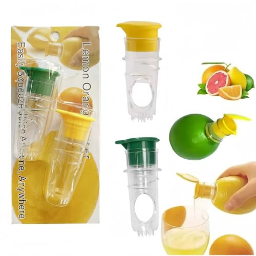 Alfven Spremi limone portatile a vite, Set di 2 Spremiagrumi mini con filtro, Spremi limone viaggio senza BPA per cucina e campeggio