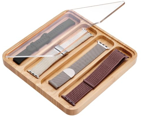 PH PandaHall Organiseur de Bracelets de Montre en Bois Étui de Rangement pour Bracelet de Montre 4 emplacement Boîte Support de Bracelets de Montres avec Couvercle Transparent pour Hommes Femmes
