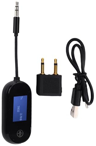 Topiky Bluetooth-sändare och Mottagare, Trådlös Adapter för Flygplan, Trådlös Bluetooth-sändare för Hörlurar, 3,5 Mm Aux-ljudjackadapter för Flyg-tv Bil Hem Stereosystem
