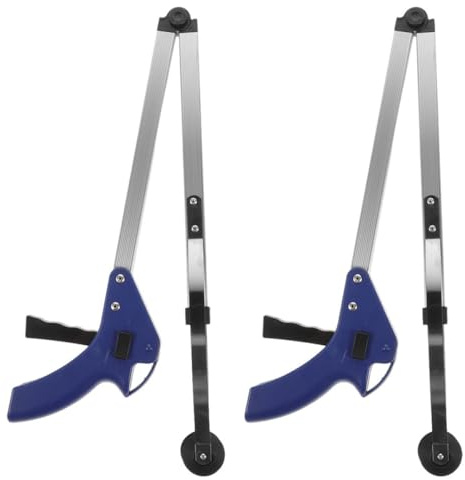 WEKADRIN Set 2 Pezzi Morsetti Rapidi Pieghevoli in Lega di Alluminio 83 Cm, Strumento di Presa per Raccolta Rifiuti Resistente Impugnatura Ergonomica, Utensile Multiuso per Pulizia