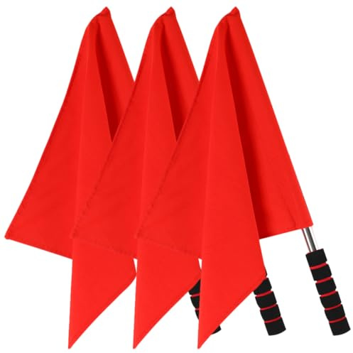 HINTRMENT Banderas de Árbitro para Atletismo 3 Piezas Rojo Acero Inoxidable Señalización Deportiva Bandera de Juez de Línea para Competiciones y Tráfico