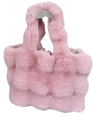 HKYBCF Fluffig axelväska i plysch för kvinnor, perfekt för höst och vinter. Handgrepp med övre handtag, plyschväska för flickor, enfärgad, perfekt för vardagen med mångsidigt handtag