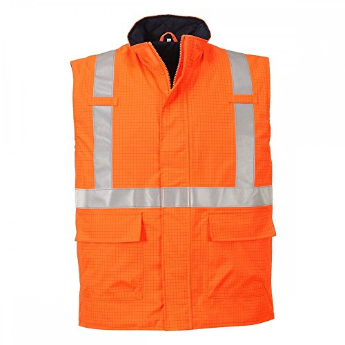 Portwest Chaleco De Calor De Alta Visibilidad, Ignífugo Y Antiestático Bizflame Rain, Tamaño: L, Color: Naranja, S776ORRL