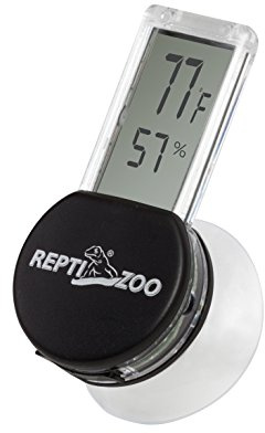 REPTI ZOO Reptile Terrarium Thermometer Hygrometer Digital LCD Display Pet Rearing Box Reptiles Tank Thermometer Hygrometer with Suction Cup