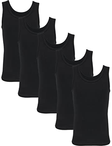 TupTam Camisetas Interiores Niño 5 Pack Algodón Sin Mangas, Negro, 104-110