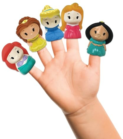 Disney Princess 5 Piece Finger Puppet Set – Party Favors, Educational Play, Bath & Pool Toys, Beach Games, Finger Puppets, Playtime Activities