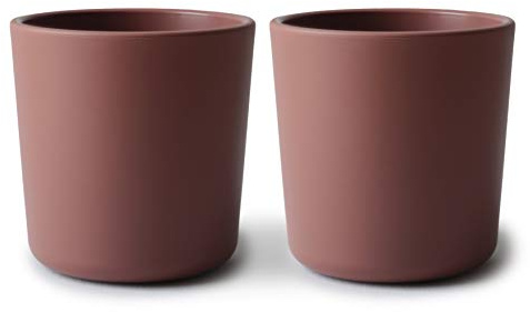 Mushie Dinnerware Cups for Kids | Tableware Cups | 1x Set of 2 Cups | Reuseable | Dishwasher- and Microwave Safe | Easy for Child to Hold | Made in Denmark (Woodchuck)