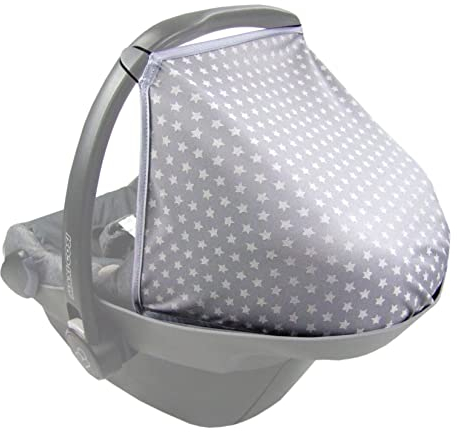 BAMBINIWELT Sonnenverdeck Sonnendach Sonnenschutz für Babyschale kompatibel mit Maxi Cosi PEBBLE Sterne (hellgrau Sterne)