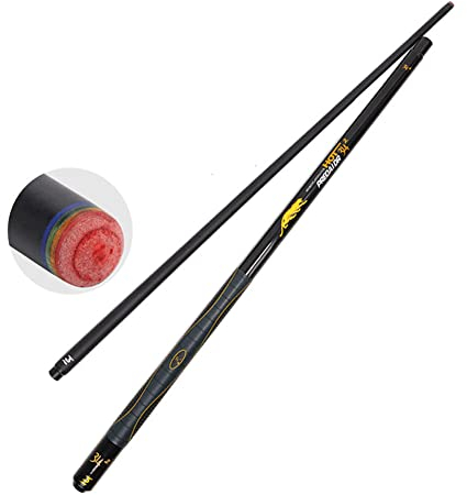PIASSO Billard Queue 1/2, 147cm Kohlefaser Carbon Faser Ahorn Handgefertigter Snooker Queue, 3 Spitze Größe Zur Auswahl(Size:13mm,Color:Gelb)