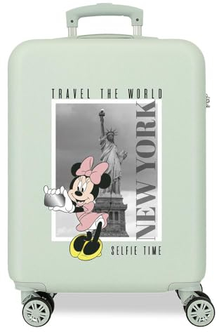 Disney Mickey und Minnie Reisen um die Welt New York Kabinenkoffer Grün 38x55x20 cm Starres ABS Seitliches Zahlenschloss 34L 2 kg 4 Doppelrollen Handgepäck