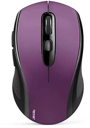 TECKNET Bluetooth Maus, 4000 DPI Maus Kabellos (Tri-Mode: BT 5.0/3.0+2.4GHz) Funkmaus mit USB-Empfänger, Ergonomische Tragbare Mouse Bluetooth für Laptop PC Computer, Mac OS, Android, Windows, Lila