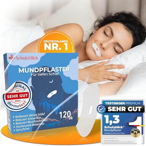 Schutzblick® Premium Mundpflaster schlafen - Schlaf Mundpflaster gegen Schnarchen - 120er Set Anti Schnarch Pflaster - Mouth Tape for Sleeping - Schnarchpflaster für erholsamen Schlaf - Mund Tape