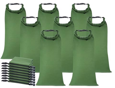 PATIKIL 28 x 11 Flood Water Barrier Sand Bags, 8 Pack Reusable Thickened Canvas Sandbags with Insert Buckle Quick Flood Barrier for Door Garage Flood Control