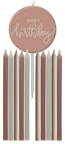 Folat 68711 Decorazione di compleanno Rosa, Crema, Oro champagne - Set candele - Crème Rose - 9,5 cm - 11 pezzi - Una decorazione di compleanno sofisticata e vivace