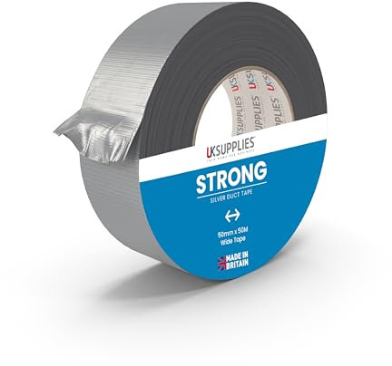 UK SUPPLIES LIMITED Pack of 1 Premium Silver Duct Tape (All Pack Sizes) 45MM x 50M Super Sticky Durable Waterproof Strong Adhesive Gaffer Tape for Sealing, Repairing, Multi-Use for Indoor & Outdoor