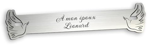 Inter de Placa funeraria grabada personalizable, diseño de paloma, tamaño: 15 x 3,5 cm, color aluminio cepillado