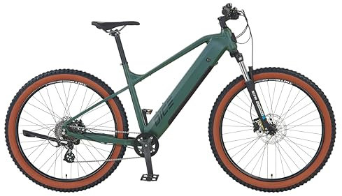 Prophete DICE 1.0 E-MTB 27,5 – Enovation Hinterradmotor 250W, 40Nm, Shimano Altus 8-Gang, 100 km Reichweite, Suntour XCT Federgabel, Hydraulische Scheibenbremse, Bronze Grün