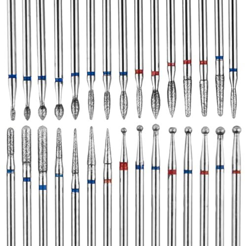 30 Pezzi Punte Fresa Unghie in Acciaio al Tungsteno per Manicure e Pedicure, Fresa per Unghie Diamantate, Punta da Trapano per Fresa Manicure Elettrica per Rimozione Gel e Cuticole