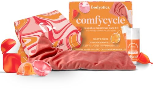 Comfycycle: Complete Menstrual Care Pack - Menstrual Disks, Cups, Sterilizer Case, Microwave Heating Pad and Magnesium Body Butter