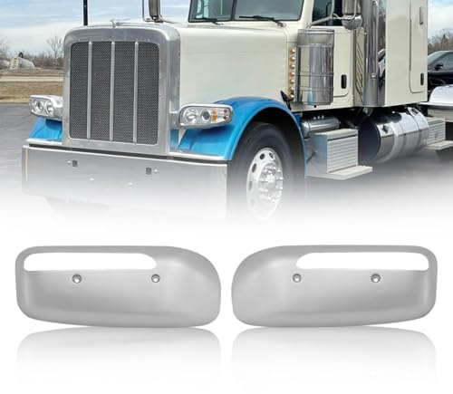 Hpdmauto Headlight Bezel Chrome fit for Peterbilt 389 Semi Trucks Pair Driver & Passenger Side (Main Headlight Bezel) (Rear Headlight Bezel, Pair)