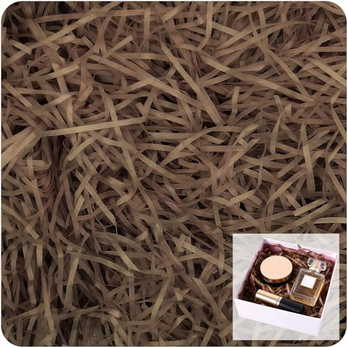 200 g strimlat silkespapper för presentaskar Brun, 200 gram Khaki Mjukt strimlat papper för korgar Fyllning och förpackningsfyllning Strimlat fyllningspapper för jul, födelsedag