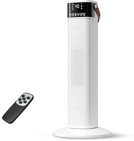 Embilis Space Heater for Indoor Use, 1500W PTC Ceramic Electric Heater with Thermostat, 45° Oscillation, 12H Timer, Remote Control, Tip-Over & Overheat Protection for Office, Bedroom, Home
