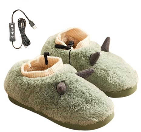 laxreheye Chaussons chauffants pour femme, chaussures chauffantes rechargeables, chauffe-pieds électrique qui réchauffe confortables pantoufles en peluche