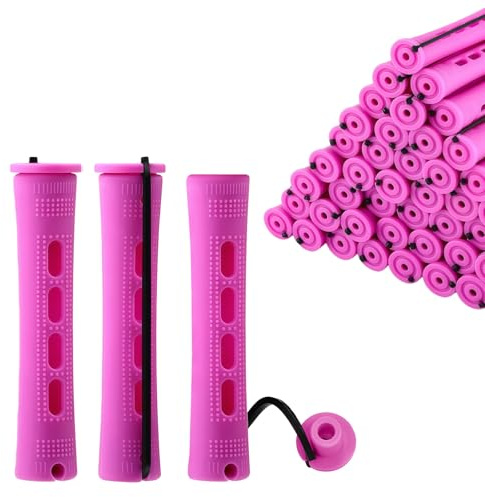 flintronic 30 pezzi Bigodini Permanente, 0.59 pollici Bigodini per Capelli, con Elastico in Gomma Antiscivolo in Plastica, per Capelli Naturali Lunghi e Corti