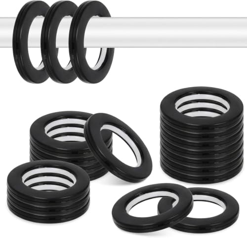 32Pcs Curtain Eyelet Rings,42mm eyelet black, 42-70mm IN/OD | eyelet plastic rings, drapes DIY updates canvas PVC tarp carpets Waterproof sheet Rain cover