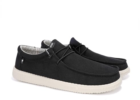 PITAS | WP150 Linen | Mocassini Uomo per L'Estate | Scarpe da Barca Estive | Sportive Uomo | Sneakers Casual | Scarpa da Vela | Calzatura Senza Lacci | Scarpe Walkinpitas | Nero 44