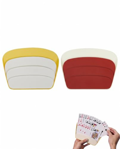 BTACGWP Soporte Juego de Cartas, 2 Piezas Rojo y Amarillo, SujetaNaipes Universal, Diseño Ergonómico Libera Manos, Base Antideslizante para Póker y Sesiones de Juego